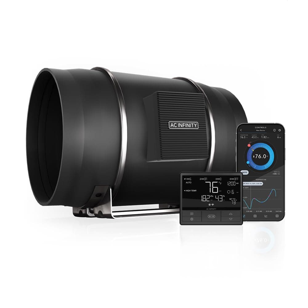 AC Infinity CLOUDLINE PRO T10 Silent 10" Inline Duct Fan with Temperature Humidity Controller Heating and Cooling Fan Promotes Cooling Growing Tent Hydroponics