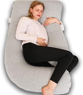 Chilling Home Cooling Pregnancy Pillows, U Shaped Full Body Pillow Cooling,55 Inch Maternity Pillow for Pregnant Women With Removable Cooling Cover Grey Cold
