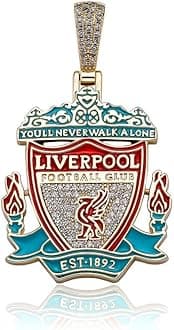 Official Football Team Pendant – 14K Gold Plated Silver Sterling 925 Pendant Badge Necklace with Cubic Zirconia Diamonds for Men & Women – Premium Football/Soccer Fan Gift – Engraved Logo | International Football League