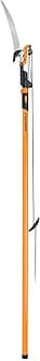 Fiskars 7ft-14ft Power-Lever Extendable Pole Saw and Tree Pruner, Lawn and Garden Tools, Black/Orange