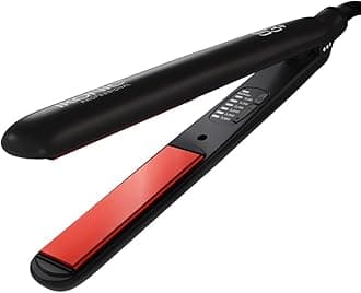 - S3+ Hair Straightener, Black & Red, Professional Ceramic Floating Plates, Adjustable Temparature Control, Instat Heat Up and Easy To Use
