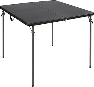 34" Square Folding Card Table with Resin Top, Portable Fold in Half Small Card Tables with Collapsible Legs for Adults Indoor Outdoor Use, Black