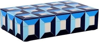 Handicrafts Home Blue Decorative Storage Box with Lid, Coffee Table Storage Box, Modern Resin Inlay Wooden Box, Remote Holder, Decorative Organizer, Keepsake & Jewelry Box For Decor (8x5x2 Inch)