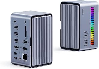 USB C Docking Station Monitor, LED Strip Light USB-C Hub Type-C Adapter with HDMI, M.2 SSD Enclosure, 100W Power Delivery, USB 3.1, Ethernet, SD/TF for MacBook Air Pro, Laptop (U100 Pro)