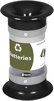 C-Thru 5Q Battery Recycling Tube (Black) – Small Battery Recycling Bin – Compact 5Q Transparent Battery Collection Tube (Recycle Across America Decal)
