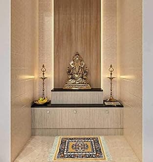 Prayer Aasan/Mat Traditional Design Velvet Aasan | Meditation Prayer Carpet Mat | Pooja Aasan Mat | Multipurpose Premium Velvet Rug Mat Pack of 2-Maroon, Beige