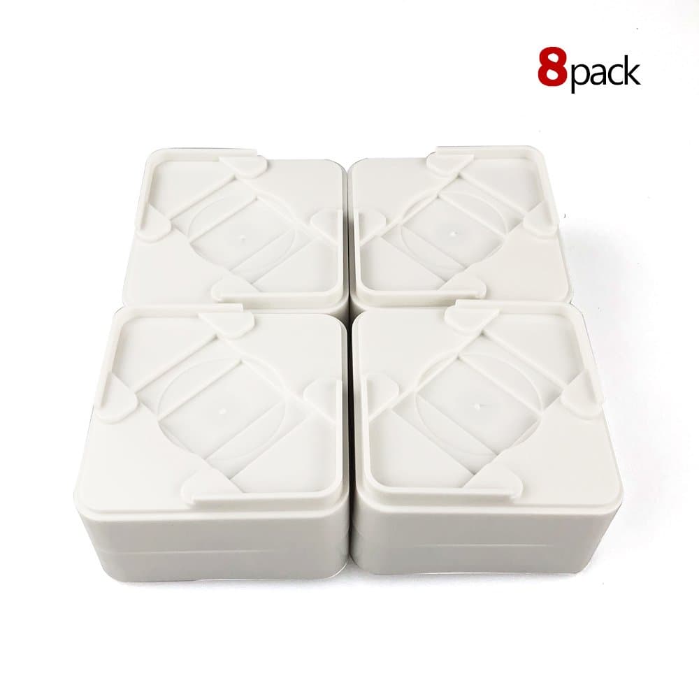 MIIX HOME Durable & Stackable Bed Risers Table Risers or Furniture Risers 8 pack/1 inch or 2 inch Hight/Underbed Lift, Adjustable Heights(White)