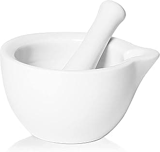 LEETOYI Porcelain Mortar and Pestle, Ceramic Herb Grinder Pill Crusher Set (4.2-inch)