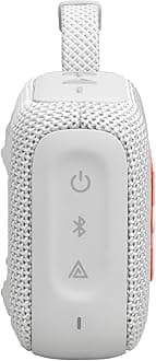 JBL Go 4 - Ultra-Portable, Waterproof and Dustproof Bluetooth Speaker, Big Pro Sound with punchy bass, 7-Hour Built-in Battery, Made in part with recycled materials (White)