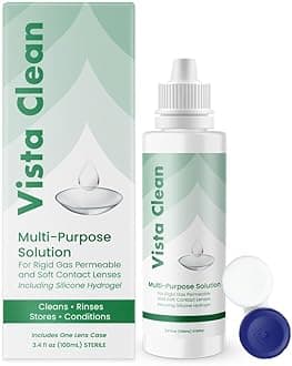 - Vista Clean Multi-Purpose Solution for Scleral and Gas Permeable Contact Lenses, 3.4 fl oz, Includes Lens Case