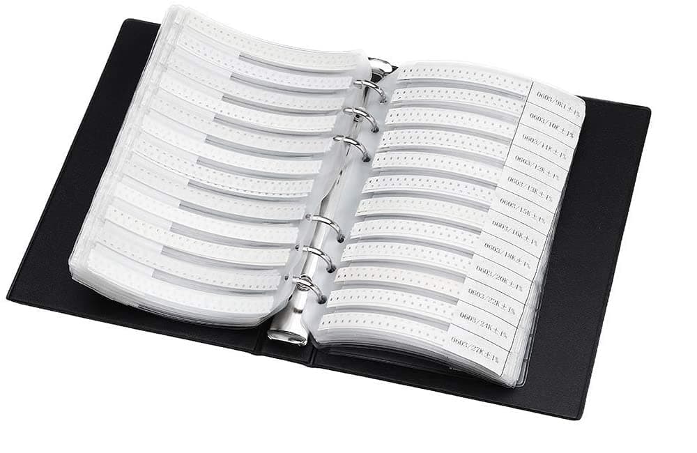 1% 0603 SMD Resistor Assorted Folder (0 ohm-10M ohm) 170value x 50pcs = 8500pcs sample book