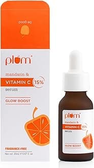 Plum 15% Vitamin C Face Serum with Mandarin for All Skin Type with Pure Ethyl Ascorbic Acid for Hyperpigmentation & Dull Skin, Fragrance-Free, 0.67 Fl Oz