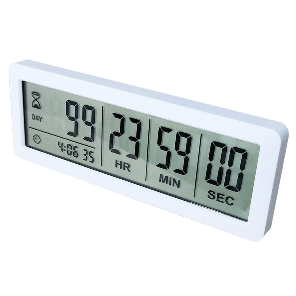 Digital Countdown Days Timer - White Upgraded Big 999 Days Count Down Clock with Stand Strong Magnetic Back for Vacation Retirement Wedding Holiday