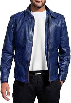 Mens Leather Jacket - Real Lambskin Classic Vintage Style Leather Jackets For Men Brown Leather Jacket for Mens