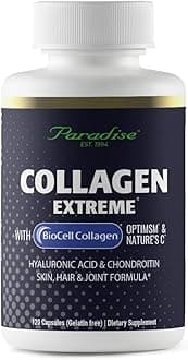 Paradise Herbs Collagen Extreme with Biocell Collagen, Hylauronic Acid and Nature's C, for Healthy Hair, Skin, and Joints, 120 Capsules