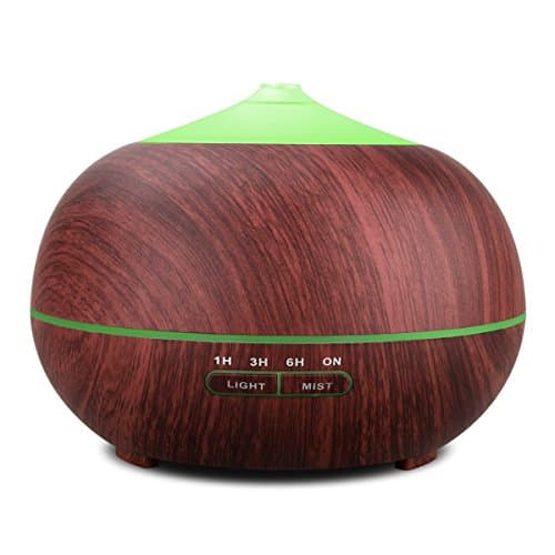 Tenswall Aromatherapy Essential Oil Diffuser, 400ml Aromatherapy Diffuser Ultrasonic Cool Mist Humidifier, Auto Shut-Off, 4 Timer Setting, 7 Color LED Lights Changing Home Office Baby