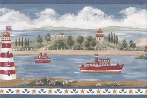 Lighthouse Wallpaper Border - Blue BV006104B