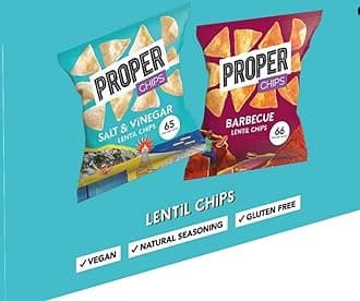 Wowboxme Full Box Properchip Lentil Crisps 24x20g Properchips (Salt & Vinegar And Barbecue Bundle)