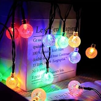 Solar Garden Lights Outdoor , 50LED 7M/24Ft Fairy Lights 8 Modes,Waterproof Crystal Ball Lights , Decorative Lighting for Home, Yard ,Patio, Christmas (Multi-Coloured)