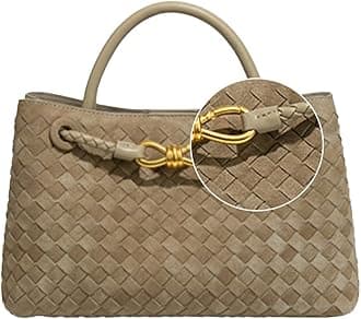 Suede Woven Tote Bag for Women Retro Woven Bag Handbag Bow Shoulder Satchel Suede Crossbody Purse Top Handle Tote Handbags