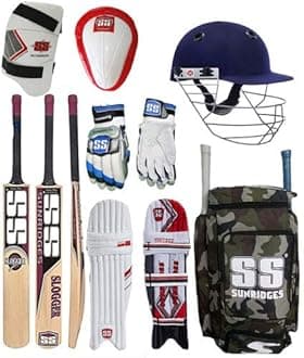 SS Original Brand Full Cricket Complete Kit Ideal for Men's Size Cricket Kit Package with Kashmir Willow Bat (Thigh Guard+ Abdominal Guard + Helmet + Batting Gloves+ Bat + Kit Bag + Legguard Pad)