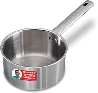 Stella Triply Stainless Steel Milk Pan | 16 cm, 1.7 litres | Compatible with Gas Stove, Induction, Ceramic Cooktop | Non-Toxic | Uniform Heating | Heavy-Duty Handle | 10-Year Warranty