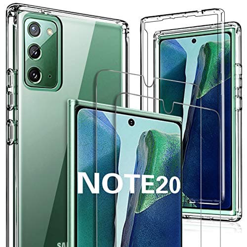 GESMA Case and Screen Protector Compatible with Samsung Galaxy Note 20, [1 Case+2 Screen Protector+1 Tray] Full Body Case [Support Fingerprint] Tempered Glass Compatible with Samsung Note 20(Clear)