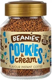 BEANIES Flavoured Instant Coffee Powder - Cookies & Cream Hot & Cold Coffee Makes 25 Cups 100% Arabica Light Roasted Coffee Sugar Free 50g. Bottle (Cookies & Cream)