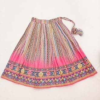 E-Sqare Kids Girls Multicolour Bandhani Print Lehenga Choli Set | Ethnic Wear Dress | Readymade Clothing Set | 2 to 8 Years