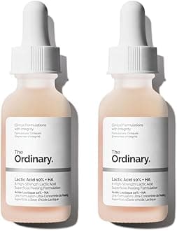 Lactic Acid 10% + Hyaluronic Acid 2%, High-Strength Exfoliating Serum for Smoother, Brighter Skin, 1 Fl Oz (Pack of 2)