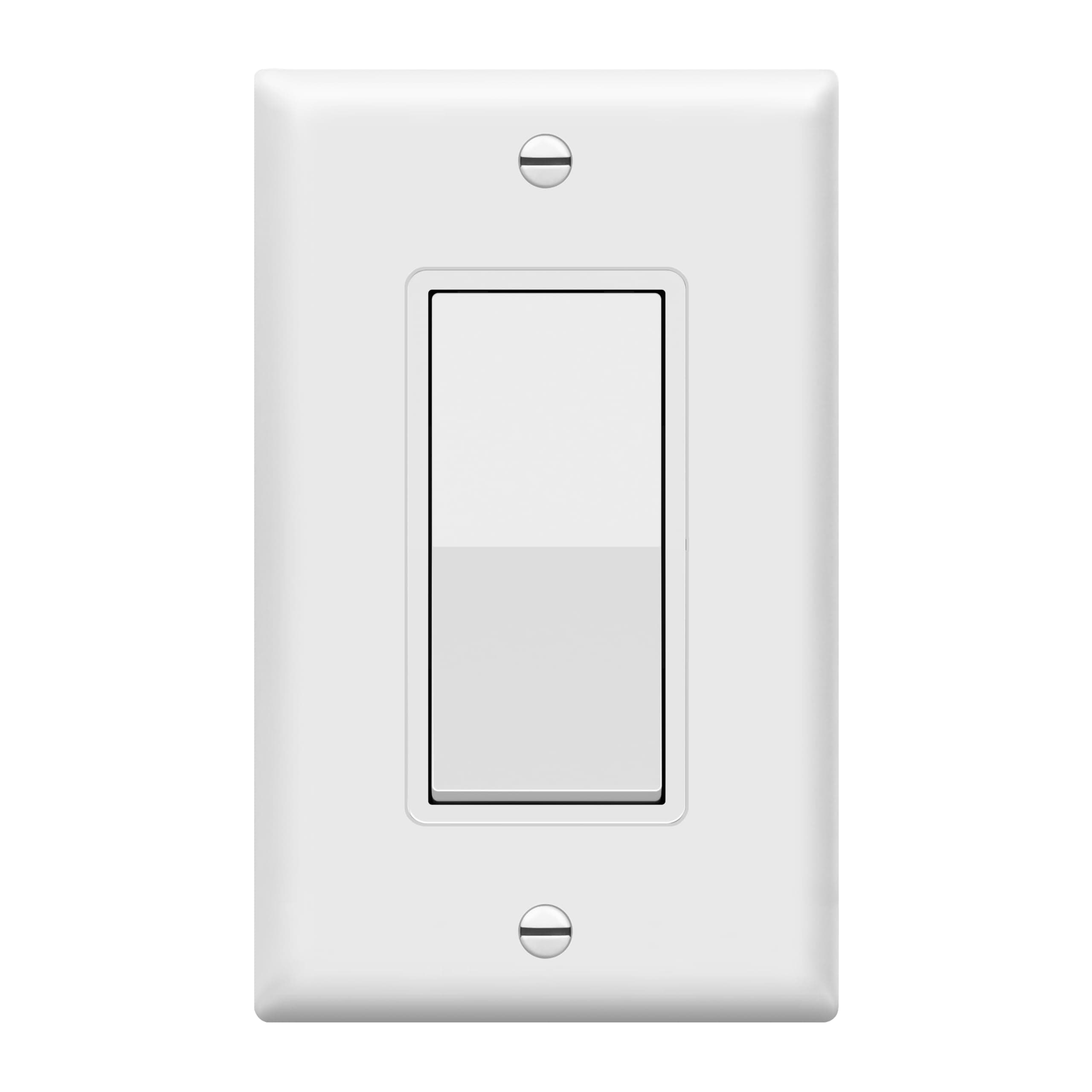 ENERLITES Decorator Paddle Light Switch with Wall Plates, Wall Decor Switch, Single Pole, 3 Wire, Grounding Screw, Residential Grade, 15A 120V/277V, UL Listed, White