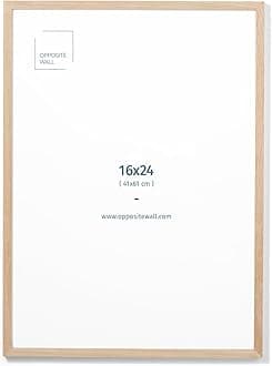 Opposite Wall - 16x24 in - Natural Solid Oak Wood Picture Frame - Lightweight, Versatile & Shatterproof - Wall Hanging Poster or Photo Frame - Wall Decor for Office, Gallery & Home