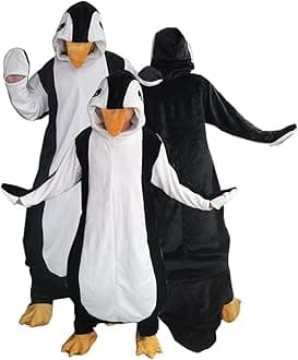 Wearable Penguin Blanket Hoodie Sleeping Bags for Adults Women Men Super Soft Warm Cozy Flannel Fleece Blanket Penguin Gifts(M,Suitable Height 4'5"-4'11")