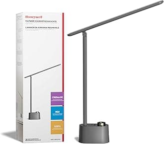 Honeywell Upgraded LED Desk Lamp - H01 Pro Sunturalux™ Foldable Desk Light with USB A+C Charging Port, 3 Color Modes Dimmable Table Lamp for Home Office Reading Grey