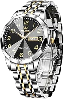 OLEVS Ladies Luxury Gold Silver Stainless Steel Quartz Watch Waterproof Date