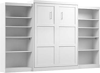 BestarPur Queen Murphy Bed with 2 Shelving Units, 136-inch Space-Saving Sleeping Arrangement with Storage