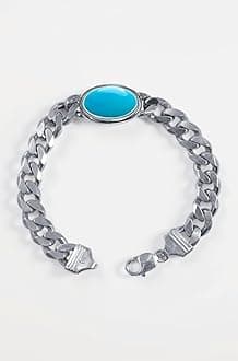 Ramneek Jewels Boys 30.25-30.50 Ratti Turquoise/Feroza/Firoza Silver Bracelet in 30-35 Grams 92.5% Pure Silver & AAA Quality Gemstone (Salman Bracelet)
