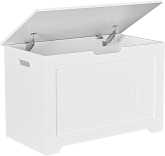 Epetlover Toy Box Storage Chest for Girls Boys, Wooden Trunk Bench w/Flip-top Lid & Safety Hinge, Kids Play Room Nursery Organizer, Bedroom Storage w/ 100L Storage Area (White)