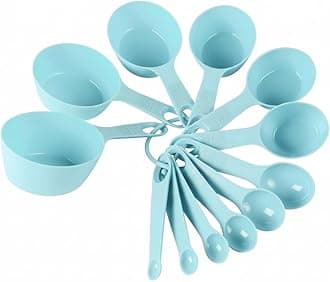 INOVERA (LABEL) Plastic 12 Piece Measuring Cups and Spoons for Kitchen Cake Baking and Cooking Teaspoon Tablespoon Spoon Accessories Tools Set (Sky Blue - Pack of 2)