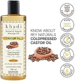 Khadi Amla Reetha Shikakai Bhringraj Shampoo 210 ml & Khadi Castor Oil 100 ml Natural & Herbal (Pack of 2)