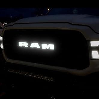 Autogem 2019–2023 RAM 1500 Chrome Front Grille Emblem – White LED Lighted Badge (COB 6500K)