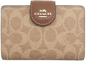 [My Organyee] Women's Wallet Mail Order L-Shaped Shoulder Bifold Wallet Medium Corner Zip Wallet Signature Canvas Outlet, Tan x Brown