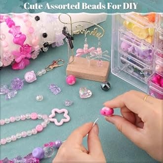 210-270PCS TINKRSTUFF Assorted Acrylic Beads for Bracelet Making,Cute Beads for Jewelry Making Flower Bow Butterfly Candy GummyBear Kawaii Aesthetic Bracelet Charms, Necklace Keychain Phone Charms DIY