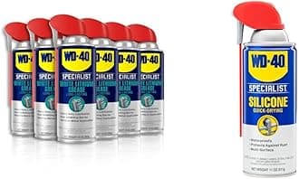 WD-40 Specialist White Lithium Grease Spray with Smart Straw Sprays 2 Ways, 10 OZ [6-Pack] & Specialist Silicone Lubricant with Smart Straw Sprays 2 Ways, 11 OZ