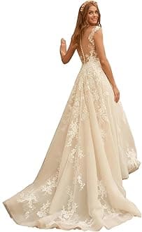 Beach Wedding Dresses for Bride 2025 Long Sleeve Lace Boho Bridal Gowns for Women WDW001