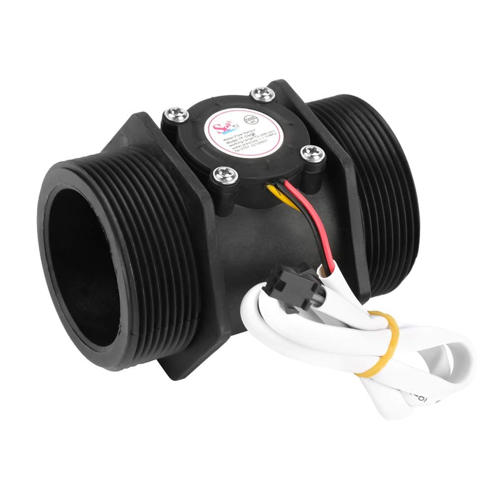 Flowmeter Water Shock/Cold/Hall Sensor Switch Meter for Liquid, Black, 12V DC Powered, Tabletop Mount