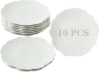 8 Inch Porcelain Small Dinner Plate Set of 10, White Appetizer Plates, Dessert Salad Plates, Ceramic Dinnerware Serving Plates for Pizza, Steak, Cake, Snack, Microwave, Oven Safe, for Everyday Use