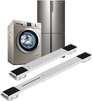 Kriq Movable Washing Machine Refrigerator Mobile Base, Washing Machine Stand Multi-Functional Movable Adjustable Base For Washing Machine Refrigerator And Dryer. (WHITE)