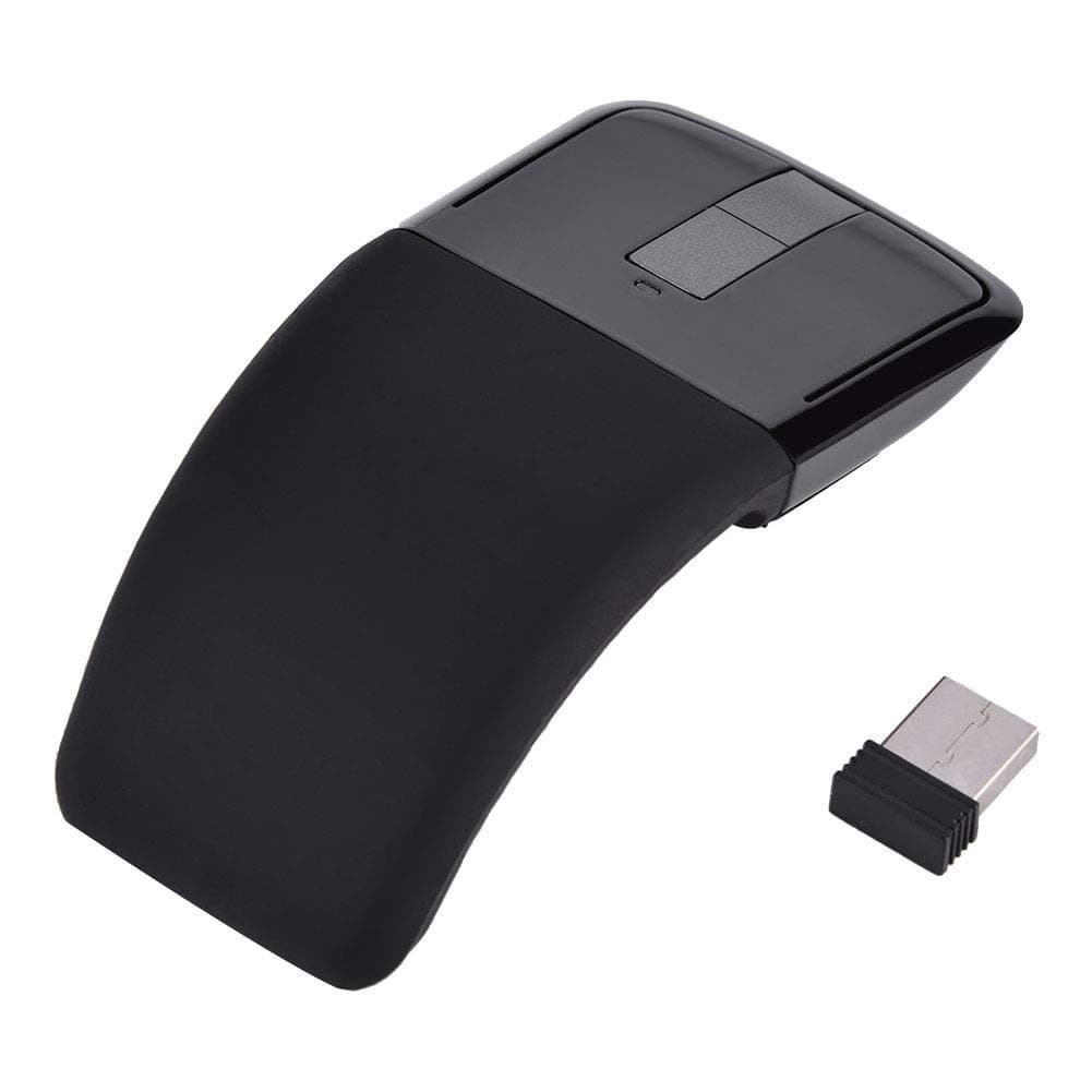 143 USB Foldable Wireless Touch Mouse, Arc Touch Mouse Mice with USB Receiver for PC/Laptop/Smart TV, Stylish Appearance(Black)