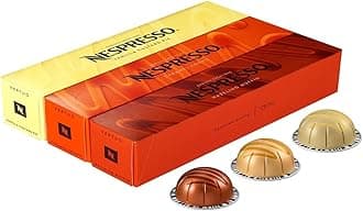 Vertuo line Flavored Assortment. Golden Caramel, Sweet Vanilla and Roasted Hazelnut Total of 30 capsules for Nespresso